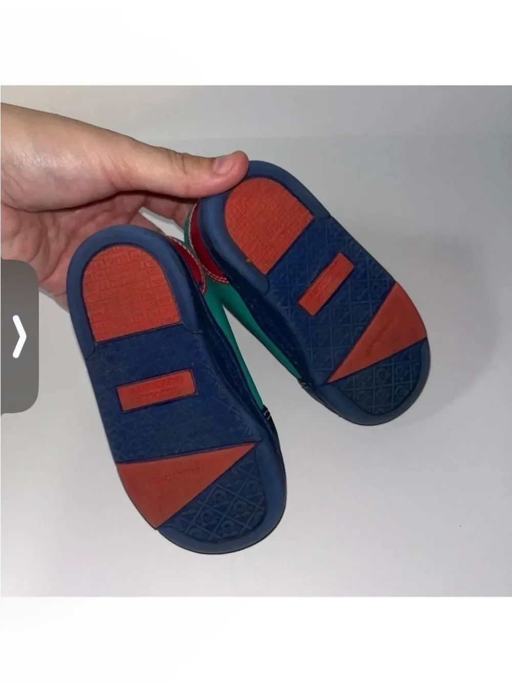 Green Navy Red Lace-Up Kids Sneakers Color Block Toddler Boys size 5 Vintage